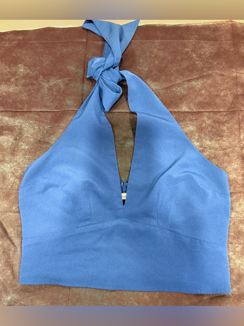🔥Abercrombie &Fitch Women’s Blue Halter V-Neck Crop Top Size S EC🔥